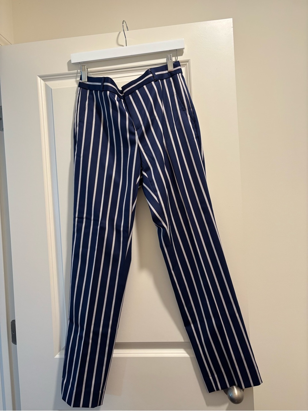 Banana Republic Navy with White Vertical Stripe Women's Pants